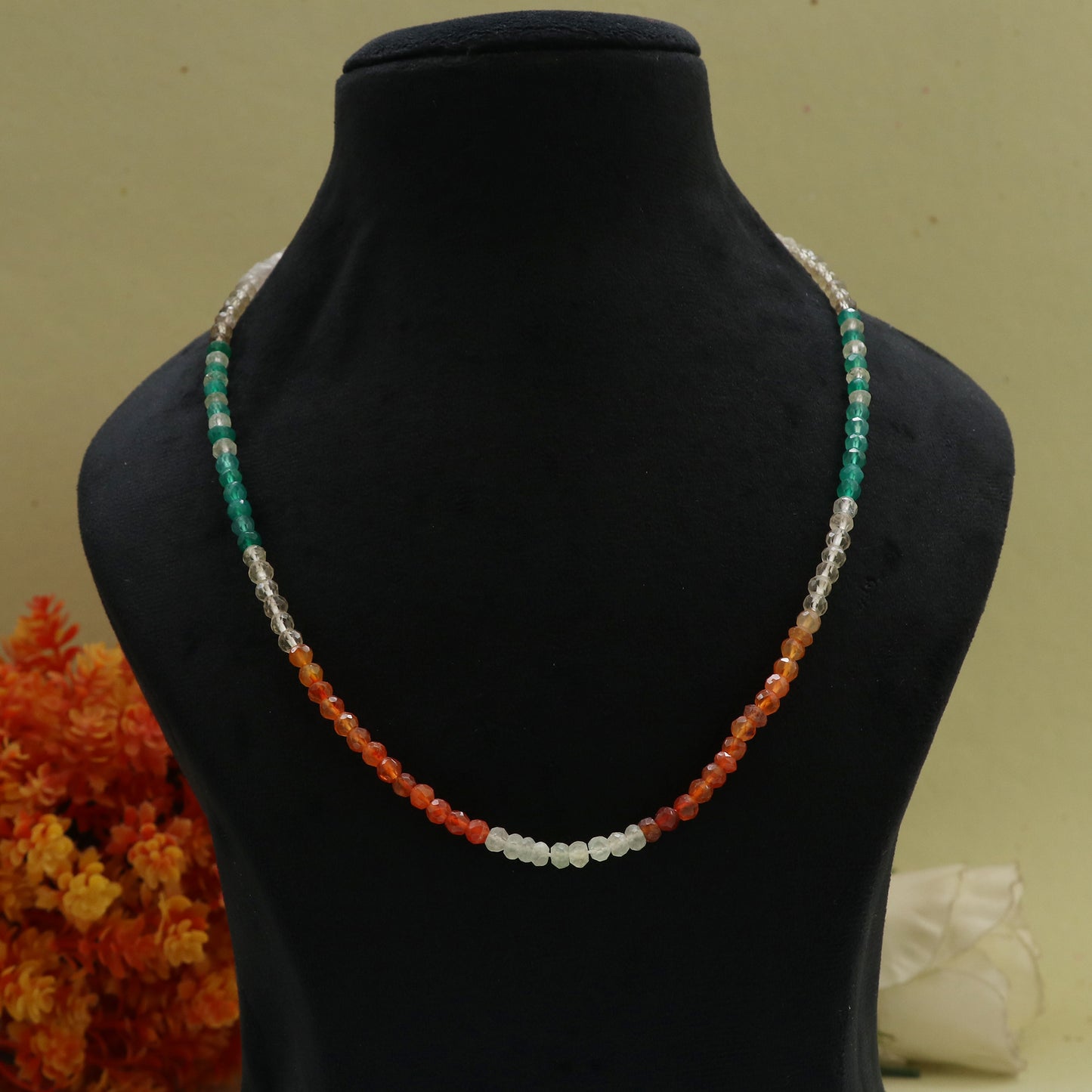 Natural Multi Gemstone Round Faceted Beaded Necklace