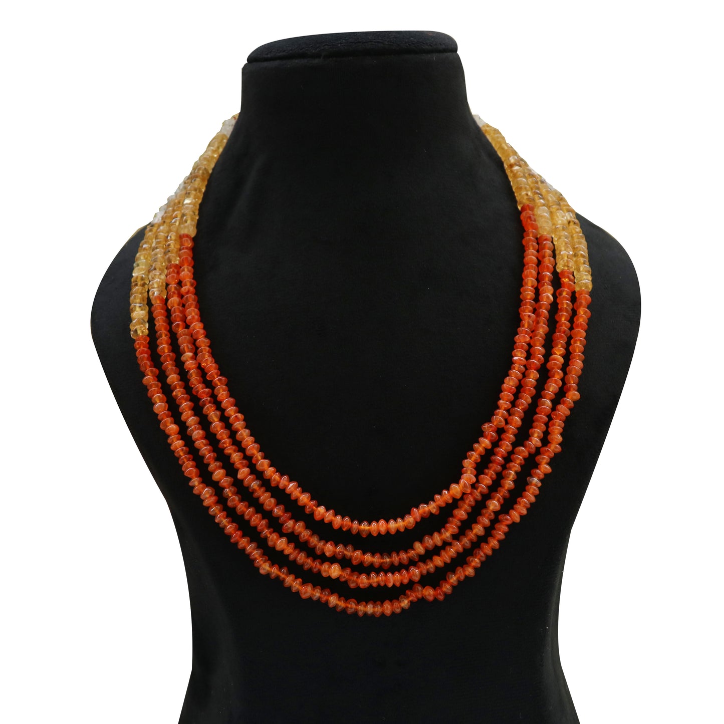 Natural Carnelian & Citrine & Rainbow moonstone gemstone Rondelle & Tyre Beaded necklace