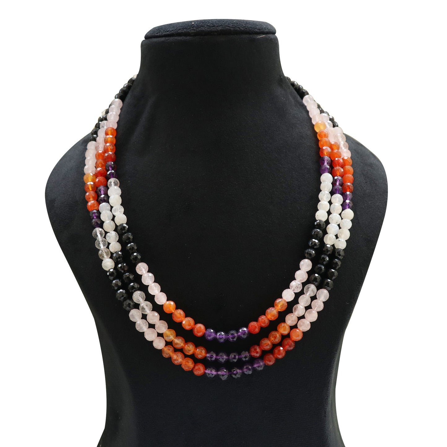 Natural Multi Gemstone Rondelle faceted beaded necklace