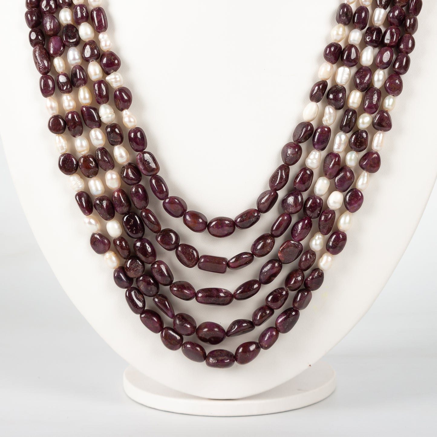 Natural Ruby & Pearl Gemstone Necklace Jewelry