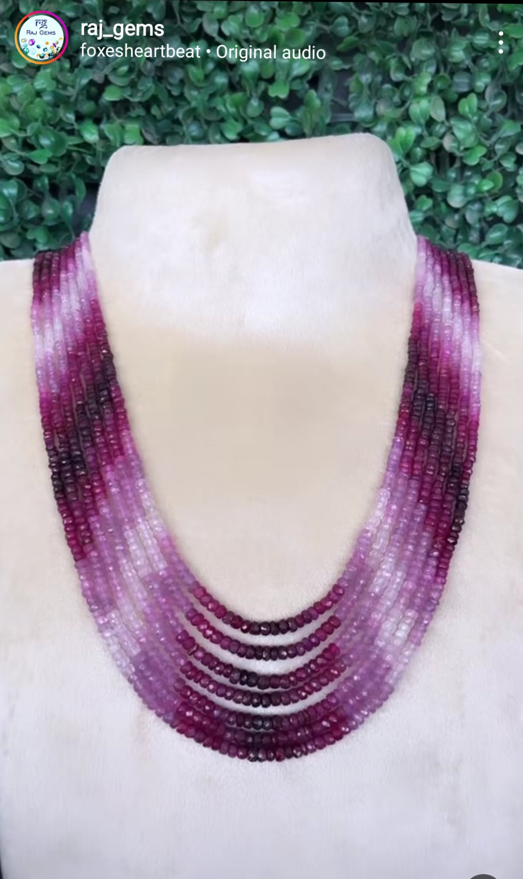 Natural Ruby Shaded Rondelle Faceted Gemstone Beads Necklace