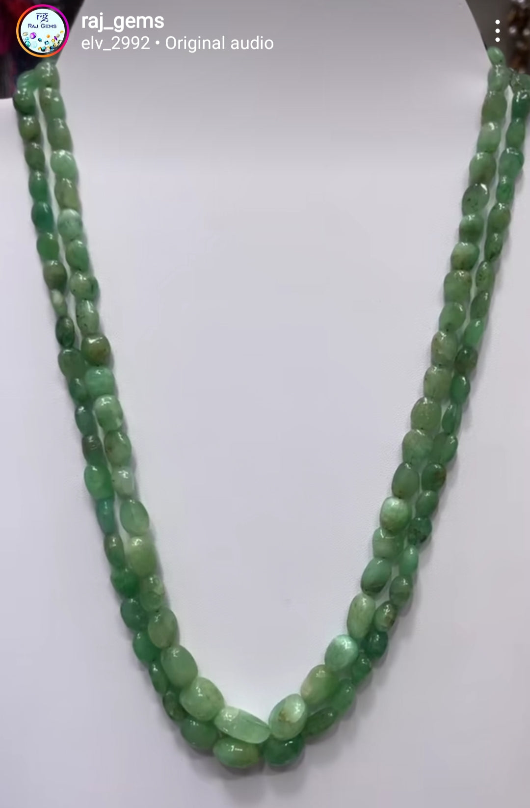 Natural Russian Emerald Tumble Gemstone Beads Necklace