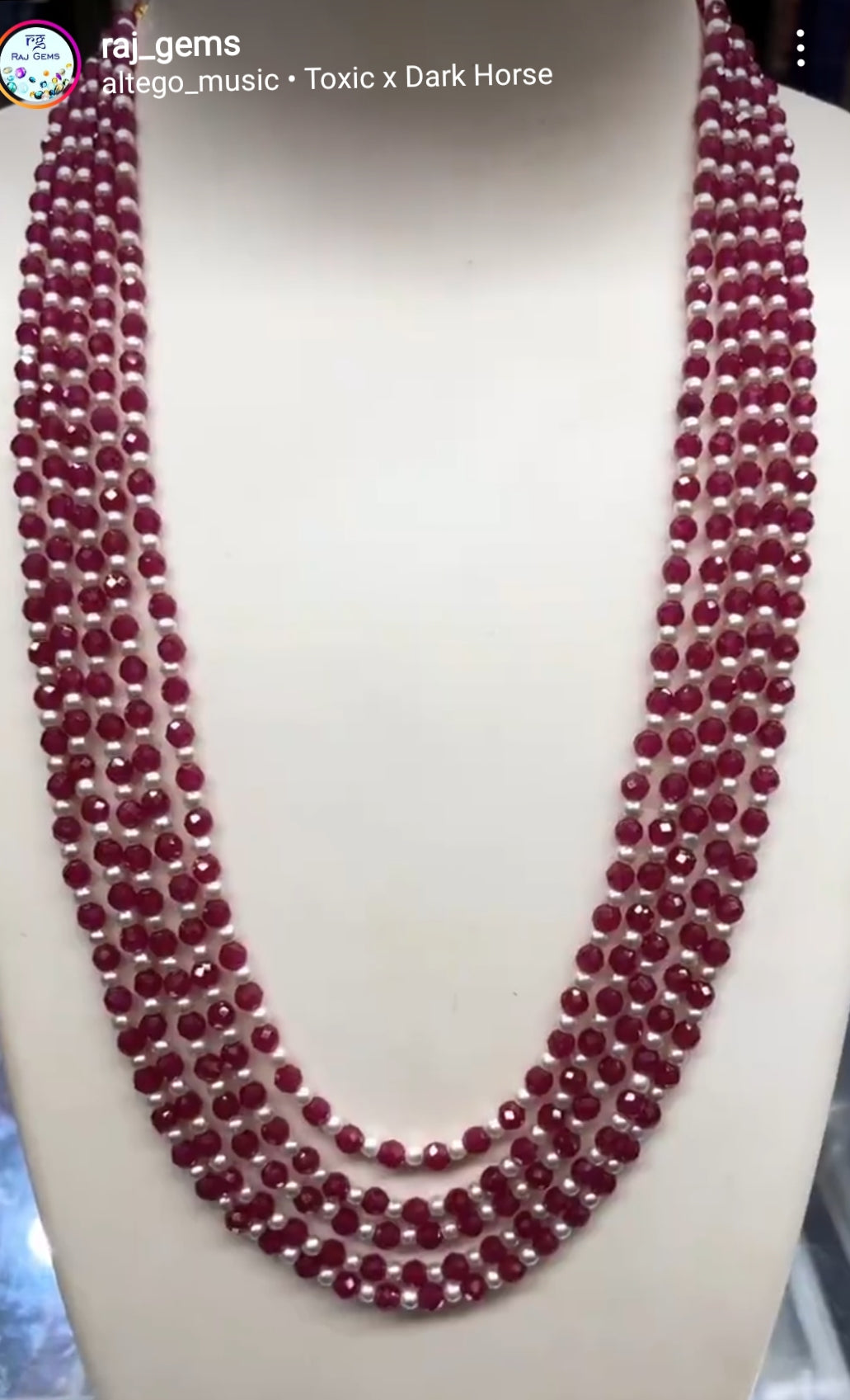 Ruby & Pearl Gemstone Beads Necklace